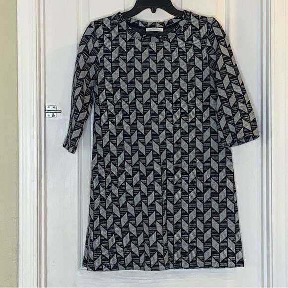 Zara Trafaluc Geometric Knit Shift Dress Size Large - Picture 8 of 9